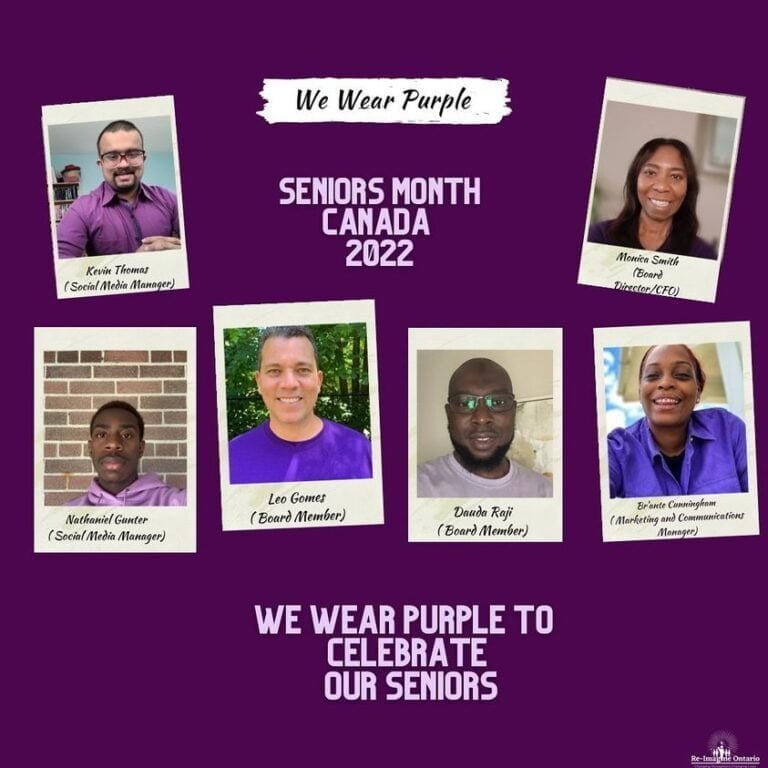 Re-Imagine Ontario Seniors Month Canada 2022 Purple Day.